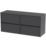 Nuie Havana 1200mm Wall Hung 4 Drawer Countertop Vanity Unit Graphite Grey HAV2204W2