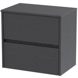 Nuie Havana 600mm Wall Hung 2 Drawer Countertop Vanity Unit Graphite Grey HAV2204W
