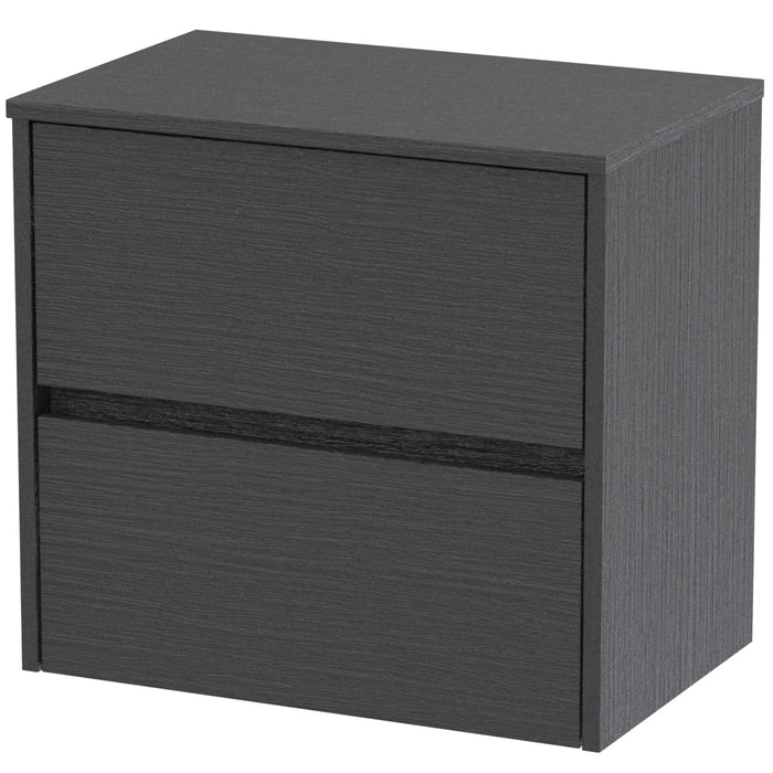 Nuie Havana 600mm Wall Hung 2 Drawer Countertop Vanity Unit Graphite Grey HAV2204W