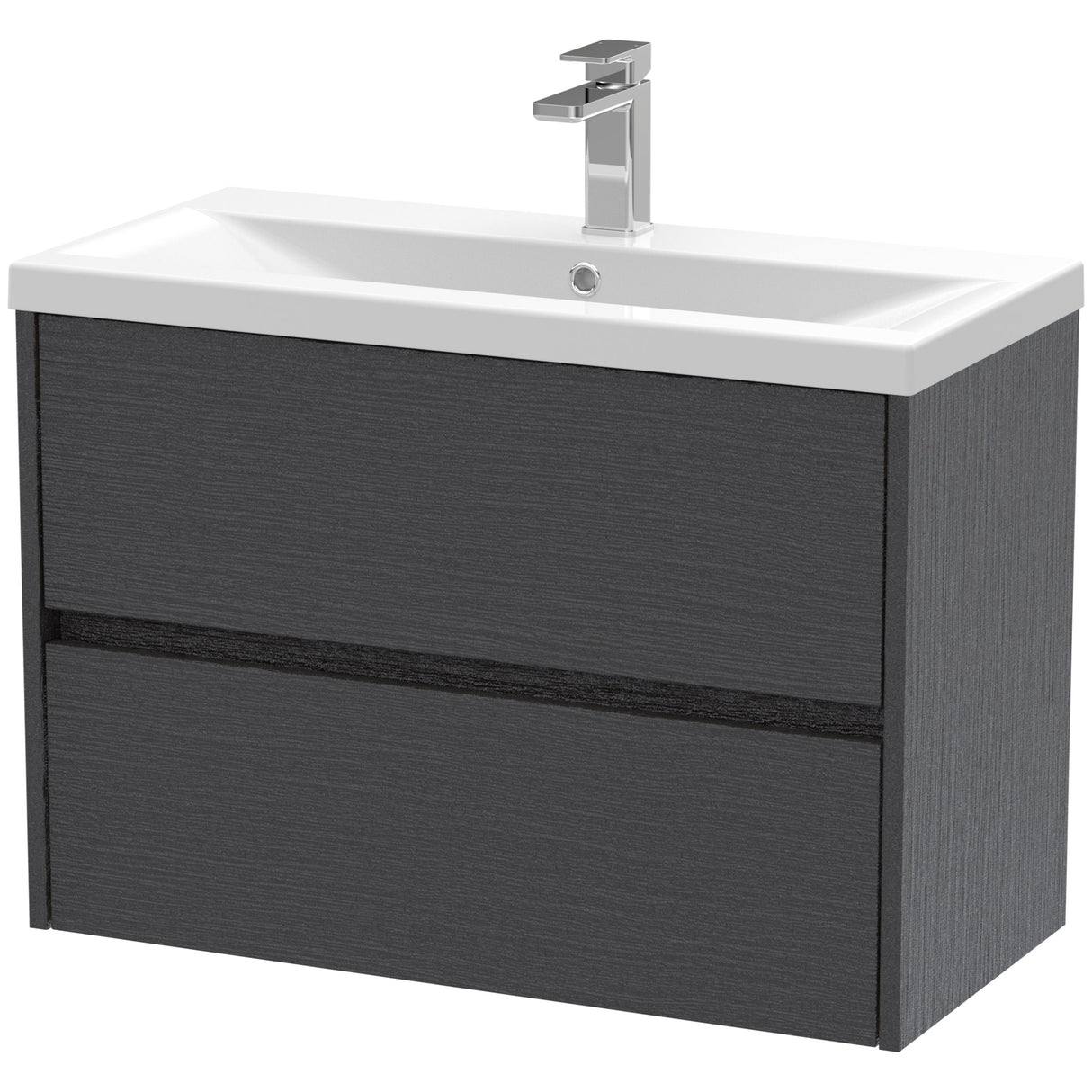 Nuie Havana 800mm Wall Hung 2 Drawer Vanity Unit & Basin Graphite Grey HAV2206A