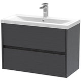 Nuie Havana 800mm Wall Hung 2 Drawer Vanity Unit & Basin Graphite Grey HAV2206A