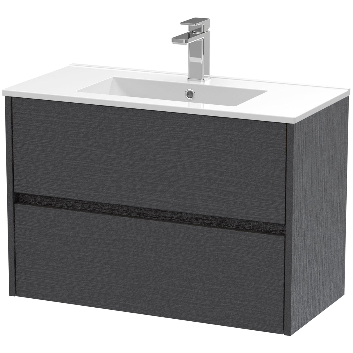 Nuie Havana 800mm Wall Hung 2 Drawer Vanity Unit & Basin Graphite Grey HAV2206B