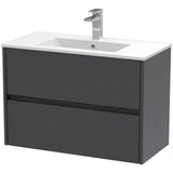 Nuie Havana 800mm Wall Hung 2 Drawer Vanity Unit & Basin Graphite Grey HAV2206B