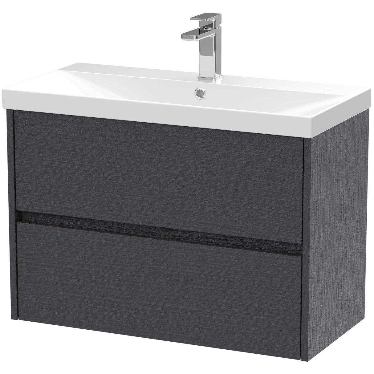 Nuie Havana 800mm Wall Hung 2 Drawer Vanity Unit & Basin Graphite Grey HAV2206D