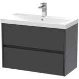 Nuie Havana 800mm Wall Hung 2 Drawer Vanity Unit & Basin Graphite Grey HAV2206D