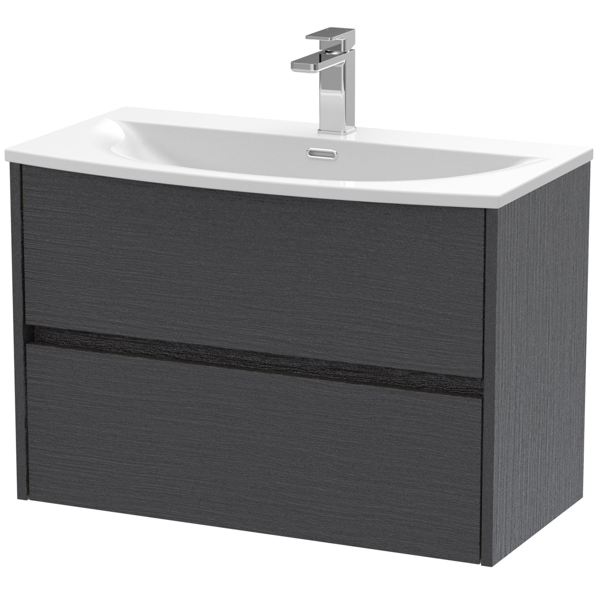 Nuie Havana 800mm Wall Hung 2 Drawer Vanity Unit & Basin Graphite Grey HAV2206G