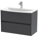 Nuie Havana 800mm Wall Hung 2 Drawer Vanity Unit & Basin Graphite Grey HAV2206G