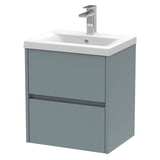 Nuie Havana 500mm Wall Hung 2 Drawer Vanity Unit & Basin Coastal Grey HAV2302A