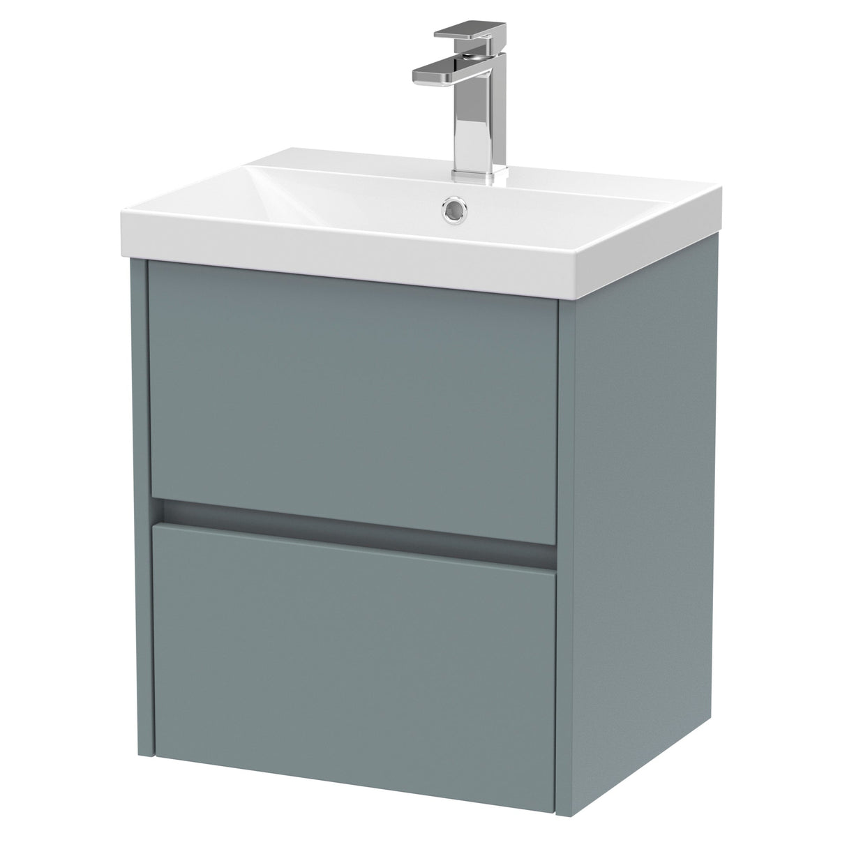 Nuie Havana 500mm Wall Hung 2 Drawer Vanity Unit & Basin Coastal Grey HAV2302D