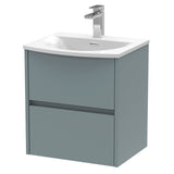 Nuie Havana 500mm Wall Hung 2 Drawer Vanity Unit & Basin Coastal Grey HAV2302G