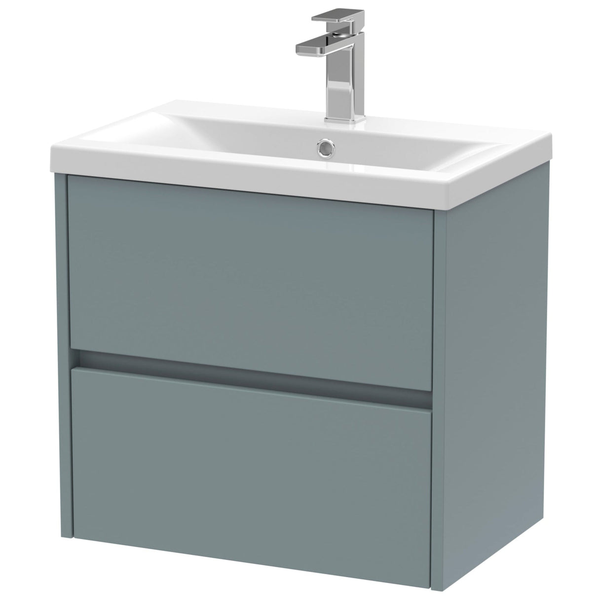 Nuie Havana 600mm Wall Hung 2 Drawer Vanity Unit & Basin Coastal Grey HAV2304A
