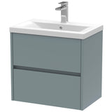 Nuie Havana 600mm Wall Hung 2 Drawer Vanity Unit & Basin Coastal Grey HAV2304A