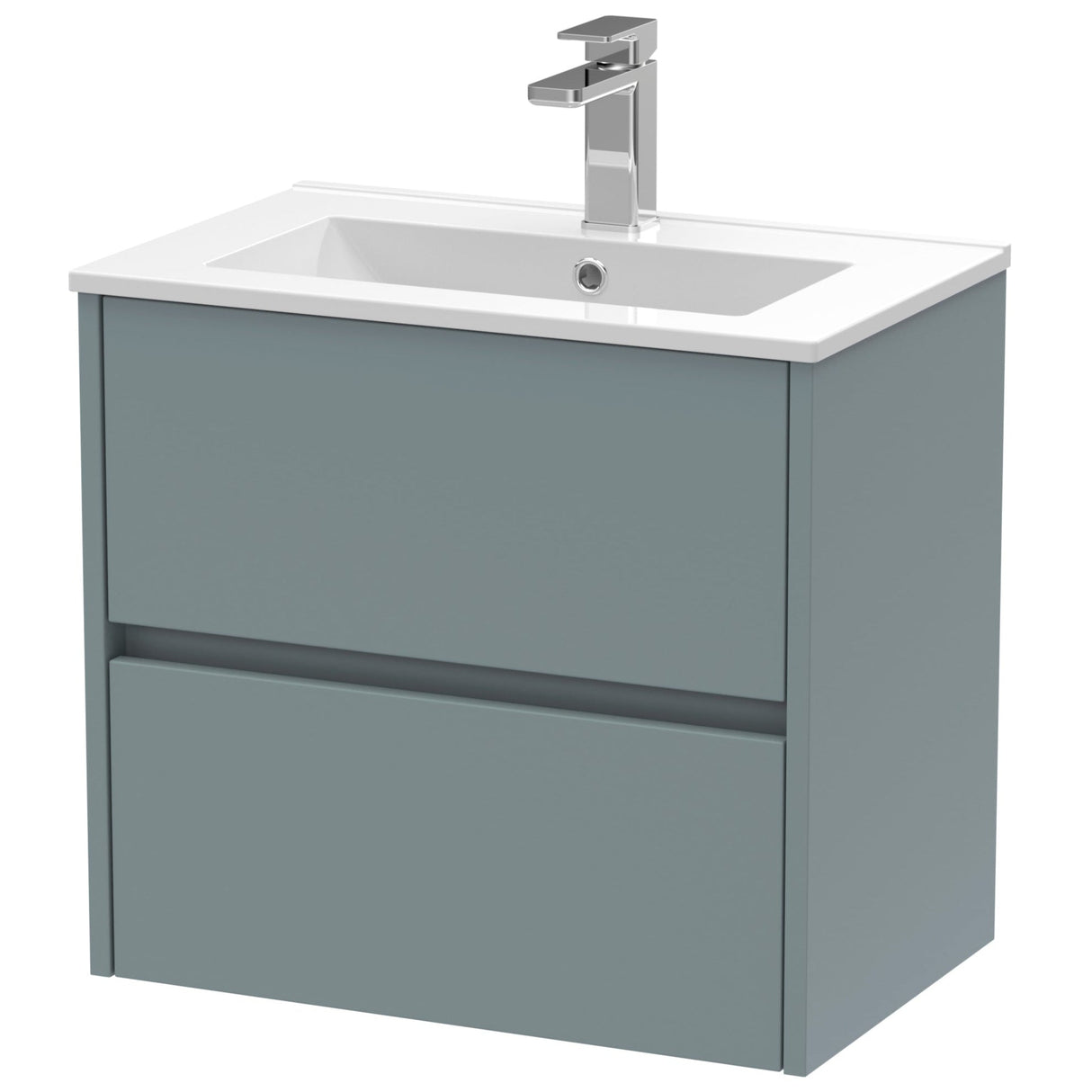 Nuie Havana 600mm Wall Hung 2 Drawer Vanity Unit & Basin Coastal Grey HAV2304B