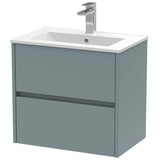 Nuie Havana 600mm Wall Hung 2 Drawer Vanity Unit & Basin Coastal Grey HAV2304B