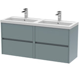 Nuie Havana 1200mm Wall Hung 4 Drawer Vanity Unit & Double Basin Coastal Grey HAV2304C
