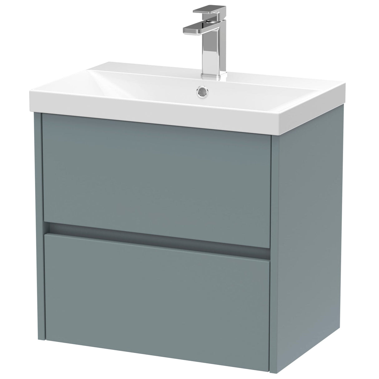 Nuie Havana 600mm Wall Hung 2 Drawer Vanity Unit & Basin Coastal Grey HAV2304D
