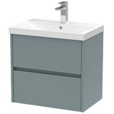 Nuie Havana 600mm Wall Hung 2 Drawer Vanity Unit & Basin Coastal Grey HAV2304D