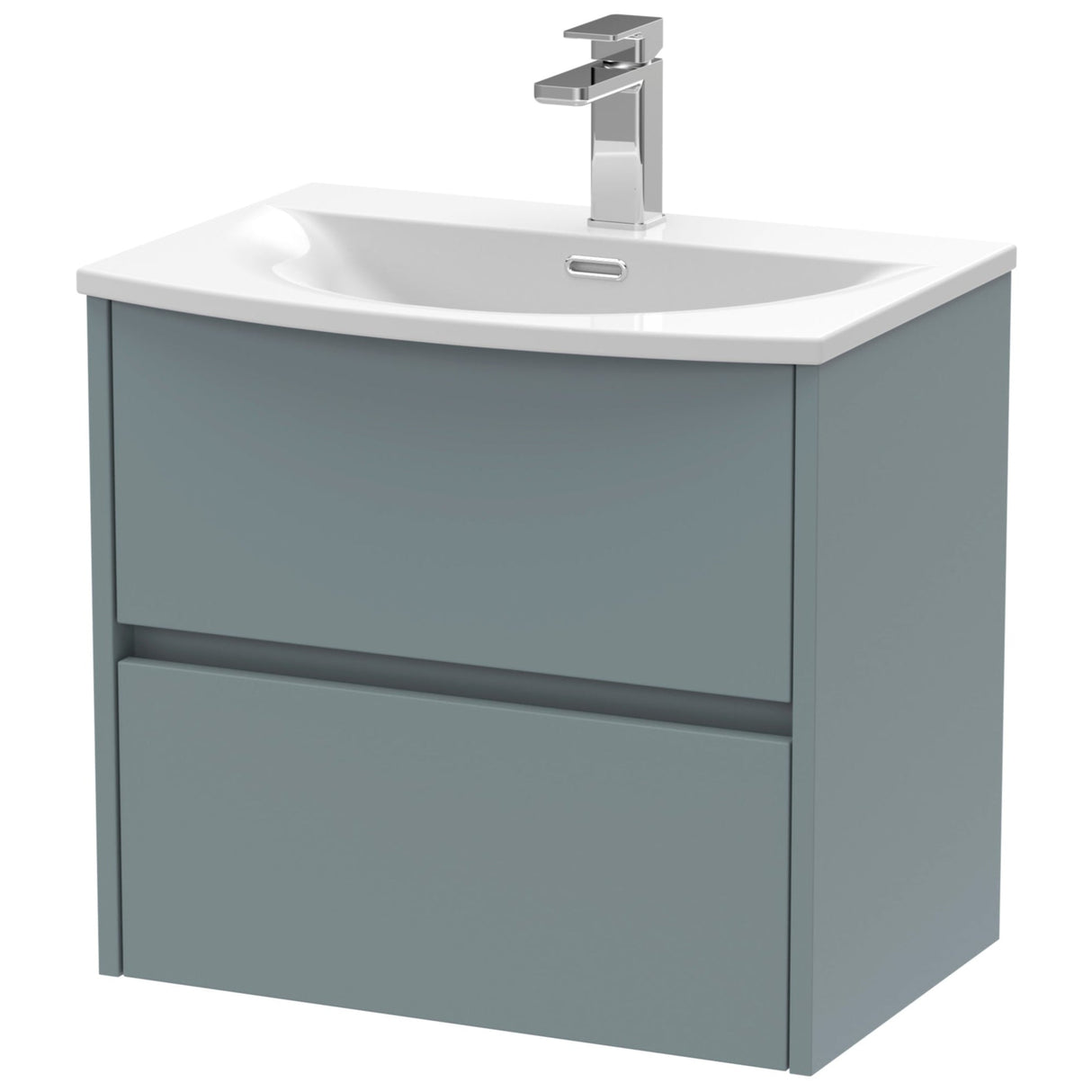 Nuie Havana 600mm Wall Hung 2 Drawer Vanity Unit & Basin Coastal Grey HAV2304G