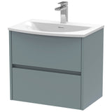 Nuie Havana 600mm Wall Hung 2 Drawer Vanity Unit & Basin Coastal Grey HAV2304G