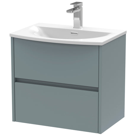 Nuie Havana 600mm Wall Hung 2 Drawer Vanity Unit & Basin Coastal Grey HAV2304G