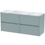 Nuie Havana 1200mm Wall Hung 4 Drawer Countertop Vanity Unit Coastal Grey HAV2304LBG2