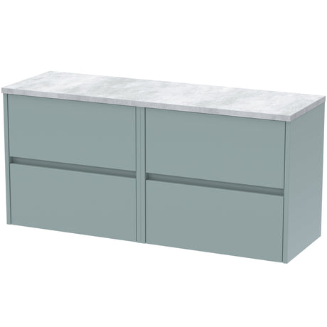 Nuie Havana 1200mm Wall Hung 4 Drawer Countertop Vanity Unit Coastal Grey HAV2304LBG2