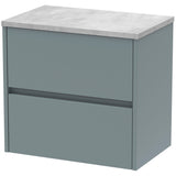 Nuie Havana 600mm Wall Hung 2 Drawer Countertop Vanity Unit Coastal Grey HAV2304LBG