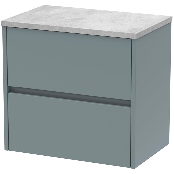 Nuie Havana 600mm Wall Hung 2 Drawer Countertop Vanity Unit Coastal Grey HAV2304LBG