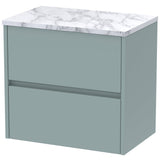 Nuie Havana 600mm Wall Hung 2 Drawer Countertop Vanity Unit Coastal Grey HAV2304LCM