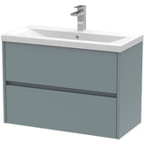 Nuie Havana 800mm Wall Hung 2 Drawer Vanity Unit & Basin Coastal Grey HAV2306A