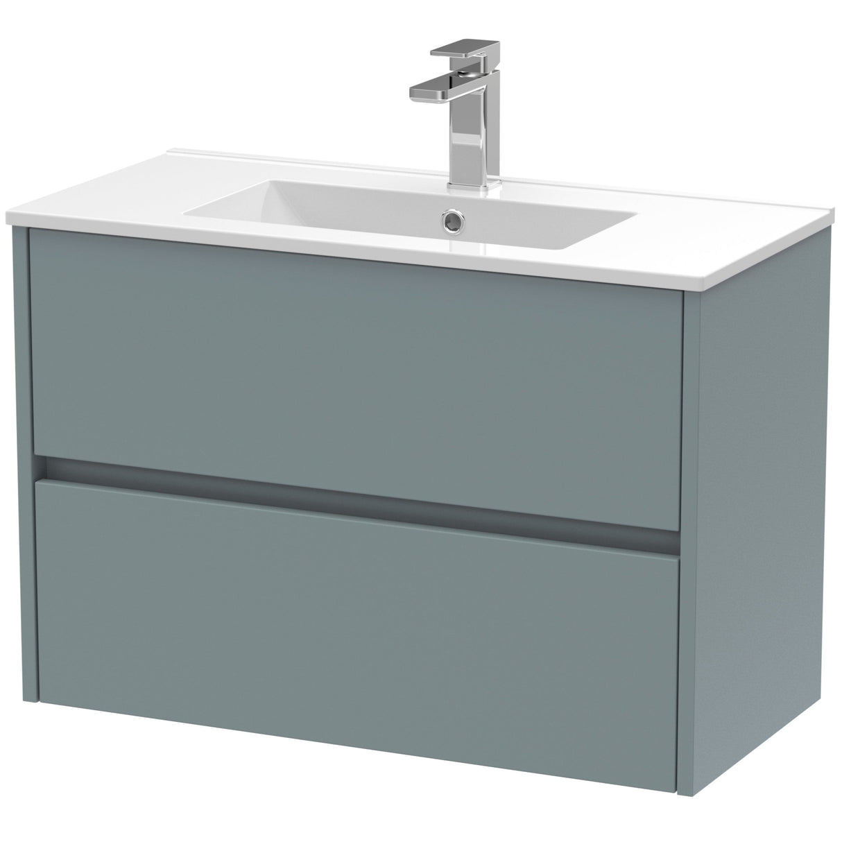 Nuie Havana 800mm Wall Hung 2 Drawer Vanity Unit & Basin Coastal Grey HAV2306B