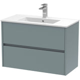 Nuie Havana 800mm Wall Hung 2 Drawer Vanity Unit & Basin Coastal Grey HAV2306B