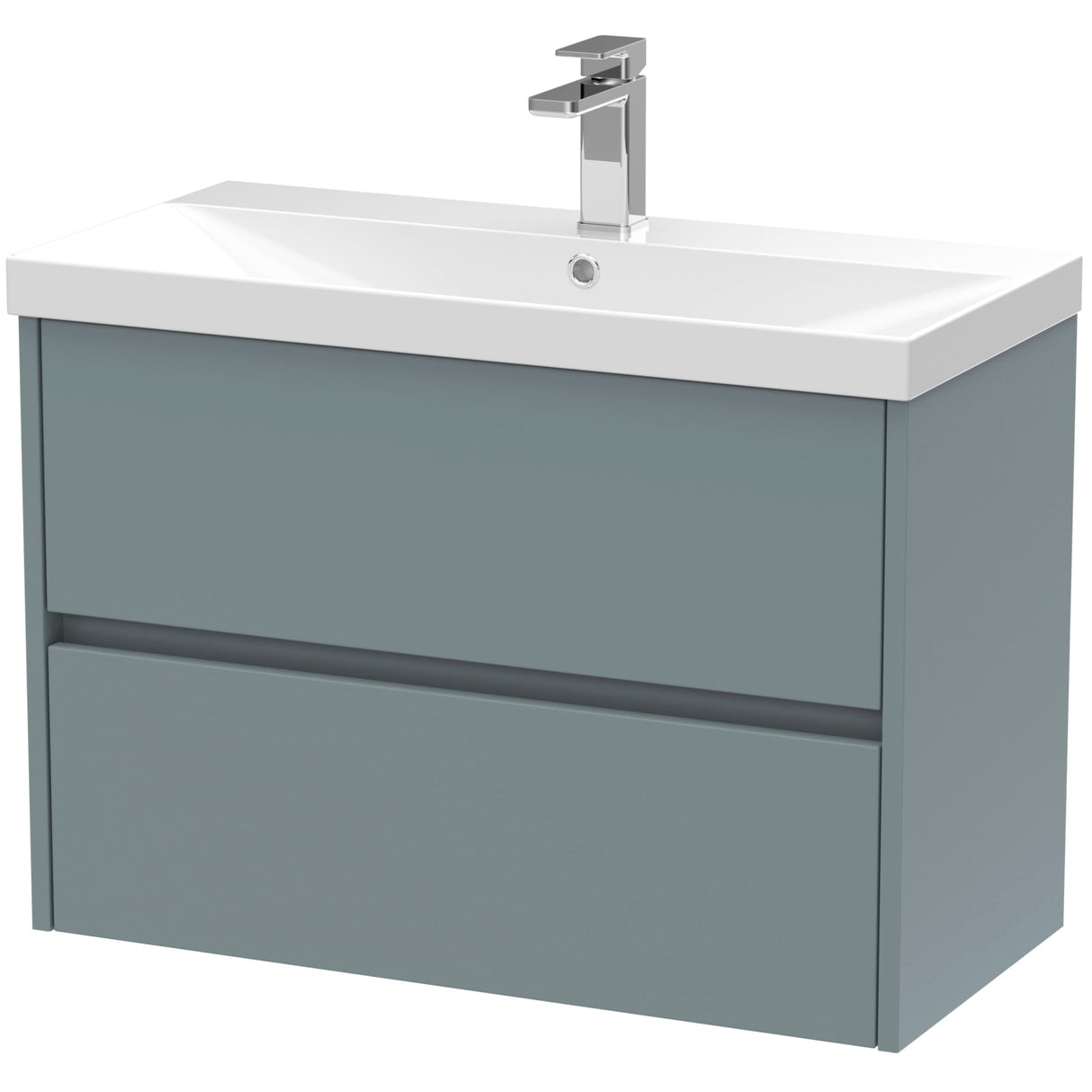 Nuie Havana 800mm Wall Hung 2 Drawer Vanity Unit & Basin Coastal Grey HAV2306D