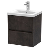 Nuie Havana 500mm Wall Hung 2 Drawer Vanity Unit & Basin Metallic Slate HAV2602A