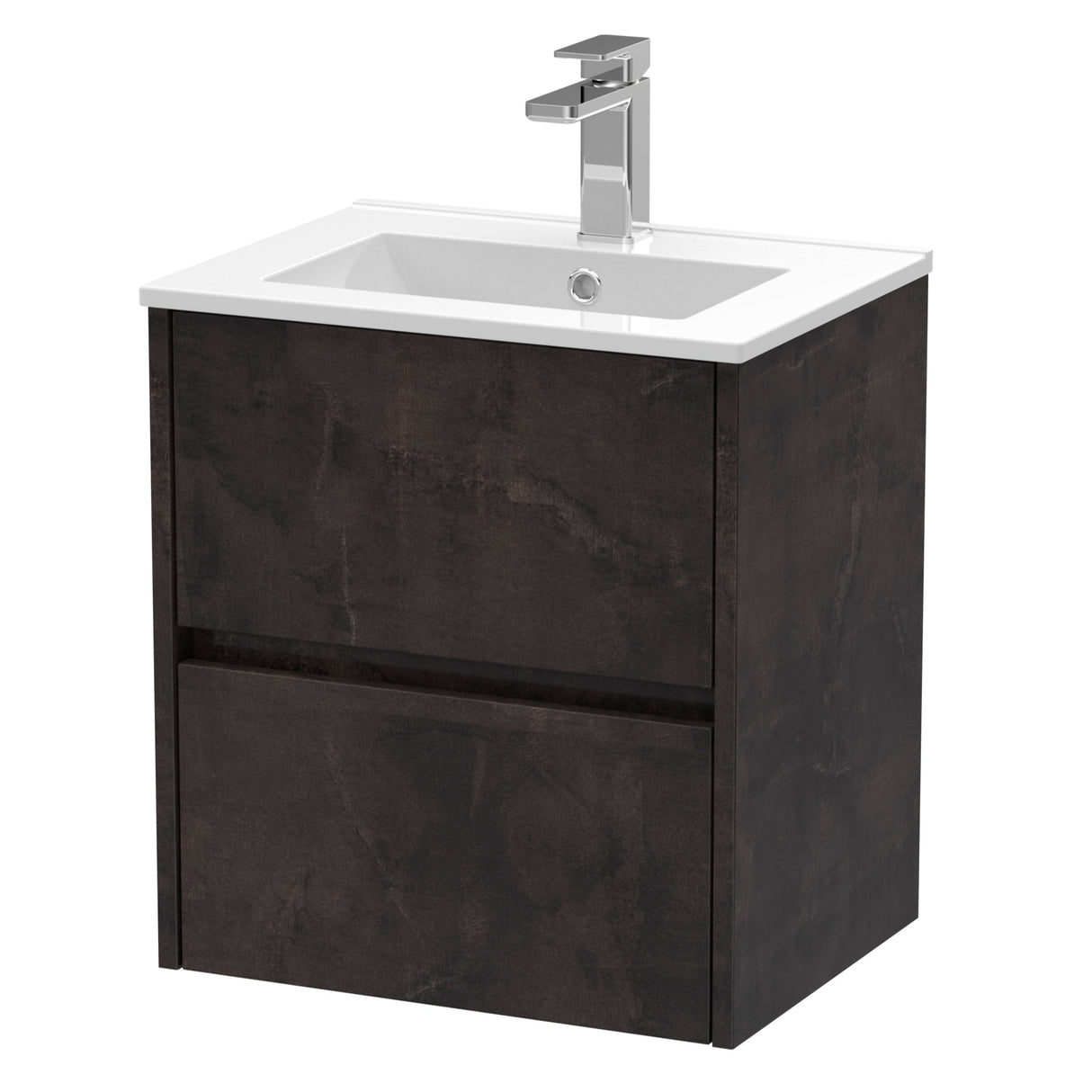 Nuie Havana 500mm Wall Hung 2 Drawer Vanity Unit & Basin Metallic Slate HAV2602B