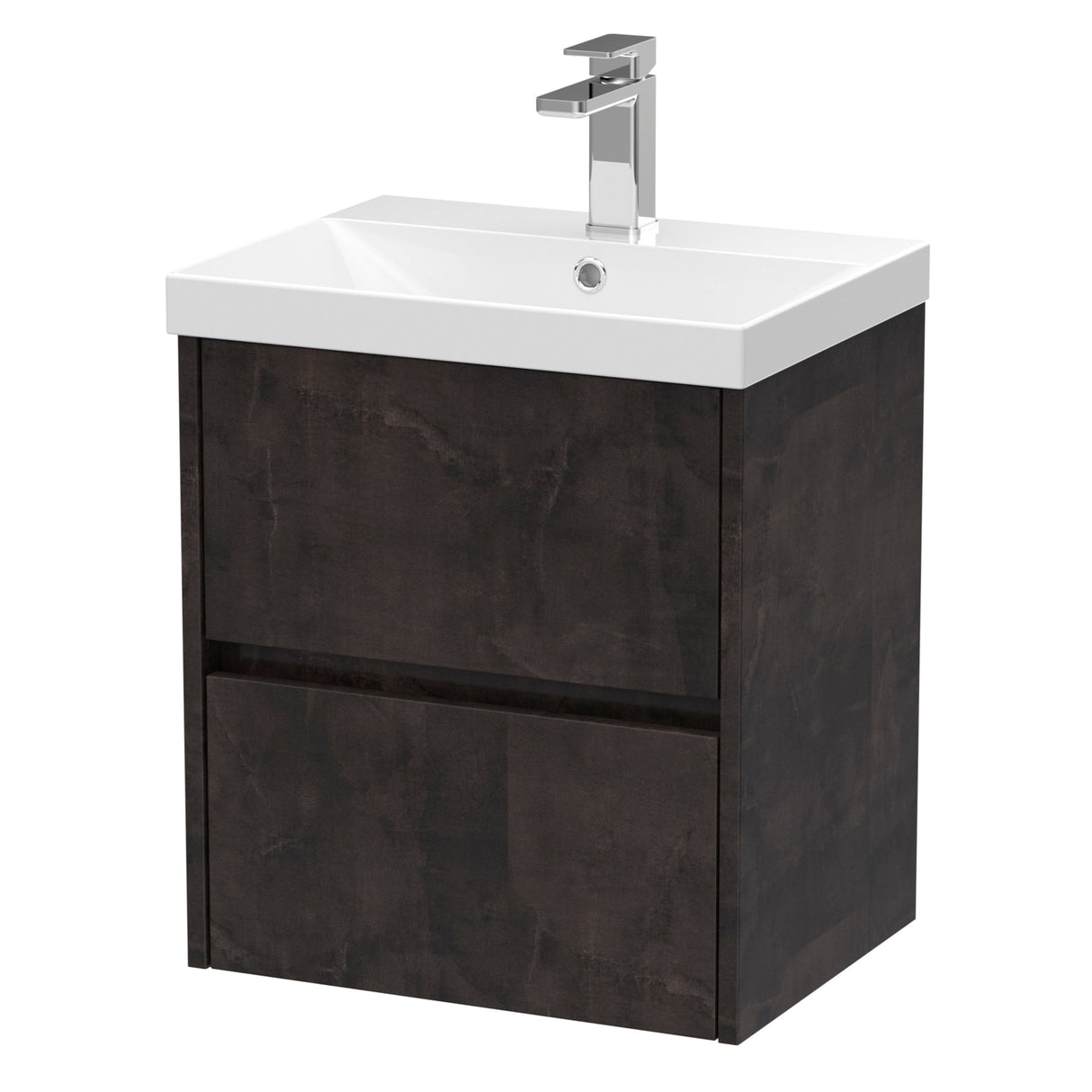 Nuie Havana 500mm Wall Hung 2 Drawer Vanity Unit & Basin Metallic Slate HAV2602D