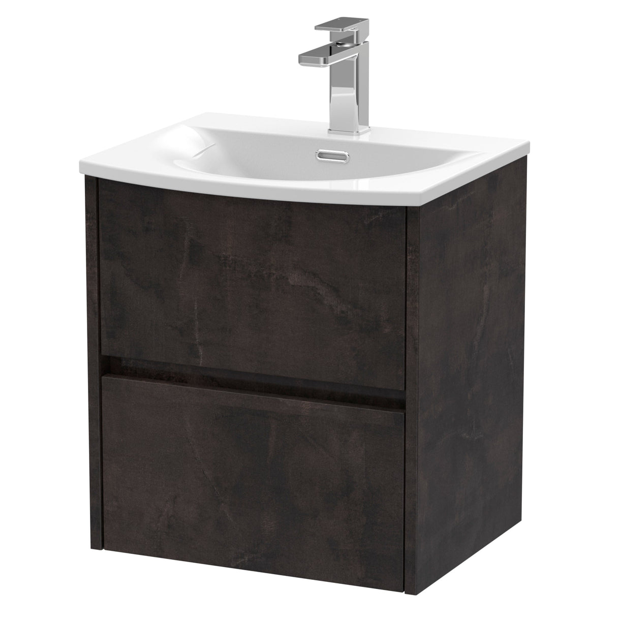 Nuie Havana 500mm Wall Hung 2 Drawer Vanity Unit & Basin Metallic Slate HAV2602G