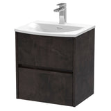 Nuie Havana 500mm Wall Hung 2 Drawer Vanity Unit & Basin Metallic Slate HAV2602G
