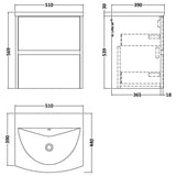Nuie Havana 500mm Wall Hung 2 Drawer Vanity Unit & Basin Metallic Slate HAV2602G LD