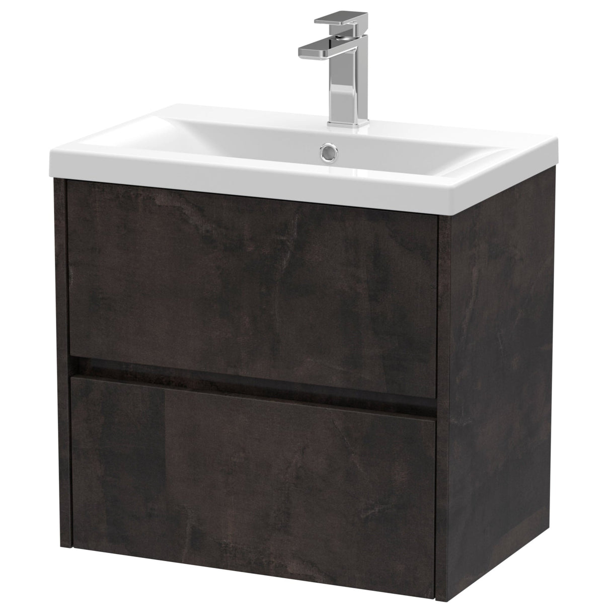 Nuie Havana 600mm Wall Hung 2 Drawer Vanity Unit & Basin Metallic Slate HAV2604A