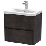 Nuie Havana 600mm Wall Hung 2 Drawer Vanity Unit & Basin Metallic Slate HAV2604A