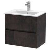 Nuie Havana 600mm Wall Hung 2 Drawer Vanity Unit & Basin Metallic Slate HAV2604B