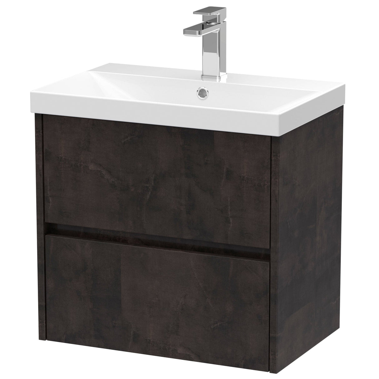Nuie Havana 600mm Wall Hung 2 Drawer Vanity Unit & Basin Metallic Slate HAV2604D