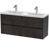 Nuie Havana 1200mm Wall Hung 4 Drawer Vanity Unit & Double Basin Metallic Slate HAV2604F