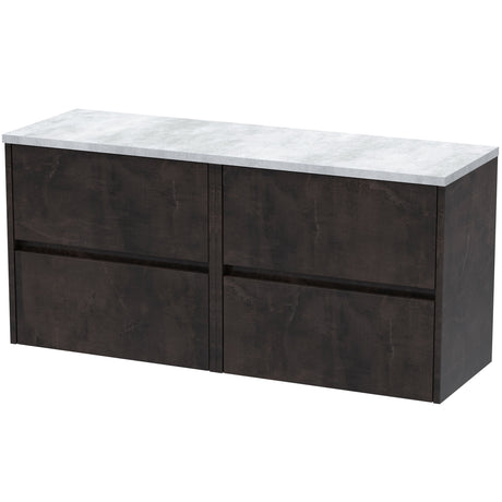 Nuie Havana 1200mm Wall Hung 4 Drawer Countertop Vanity Unit Metallic Slate HAV2604LBG2