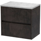 Nuie Havana 600mm Wall Hung 2 Drawer Countertop Vanity Unit Metallic Slate HAV2604LBG