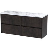 Nuie Havana 1200mm Wall Hung 4 Drawer Countertop Vanity Unit Metallic Slate HAV2604LCM2
