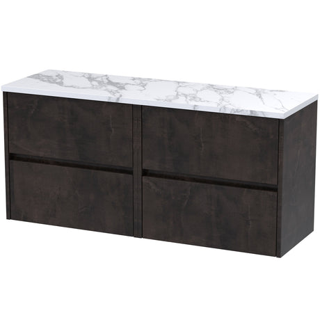 Nuie Havana 1200mm Wall Hung 4 Drawer Countertop Vanity Unit Metallic Slate HAV2604LCM2