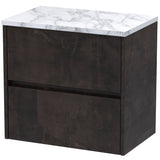 Nuie Havana 600mm Wall Hung 2 Drawer Countertop Vanity Unit Metallic Slate HAV2604LCM LD