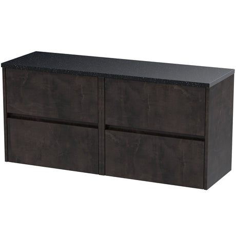 Nuie Havana 1200mm Wall Hung 4 Drawer Countertop Vanity Unit Metallic Slate HAV2604LSB2